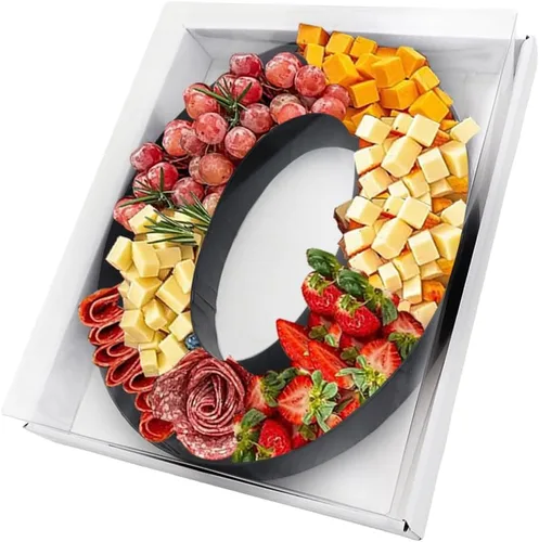 Vista 12 de Bandeja de papel rellenable de 12.5 pulgadas con números y letras de cartón, tablero de charcutería, bandeja para cupcakes dulces, caja decorativa