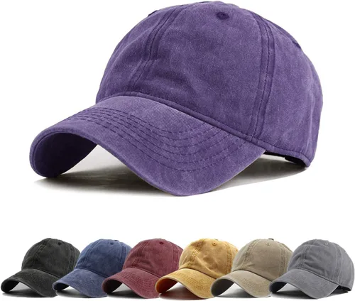 Vista 18 de HH HOFNEN Gorra de béisbol de algodón de sarga lavada y desgastada, vintage, ajustable, para hombre y mujer