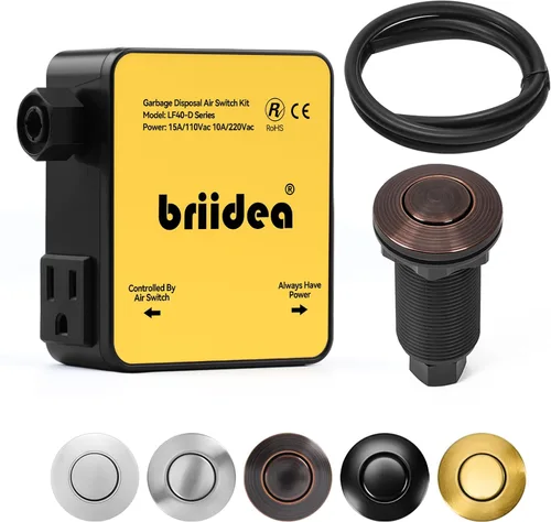 Vista 25 de Kit de interruptor de aire para eliminación de basura, desagüe de fregadero, eliminación de residuos largo, botón de aire de encendido/apagado