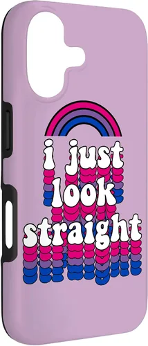 Vista 3 de I Just Look Straight Bisexual Rainbow Bisexual Pride Flag Case for iPhone 17