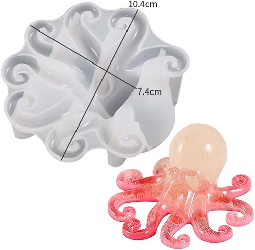 Vista 5 de Molde de fundición de resina de pulpo, molde de vela de animales para decoración del hogar y fabricación de velas