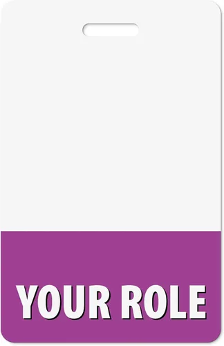 Vista 4 de Insignia de identificación personalizada, en color rosa bebé, vertical de identificación, tarjeta trasera de doble cara, duradera y resistente al