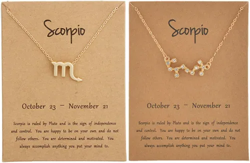 Vista 11 de Collar de escorpio Libra de 2 piezas, collar del zodiaco para mujer, collar de constelación, collar de signo de horóscopo, collares para citas