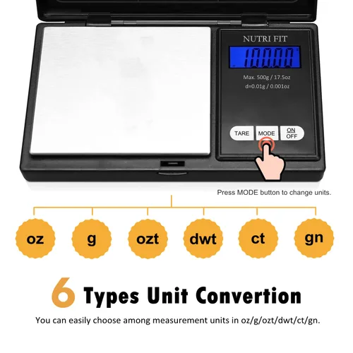 Vista 3 de NUTRI FIT Báscula de Gramos Báscula Digital Precisión de 0.01g, 500g Báscula de Bolsillo Pequeña Báscula de Joyería, Peso para Alimentos Onzas