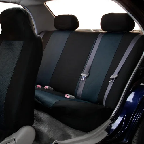 Vista 2 de TLH - Juego de fundas clásicas de asiento de tela, ajuste universal para coche, camión, todoterreno Negro