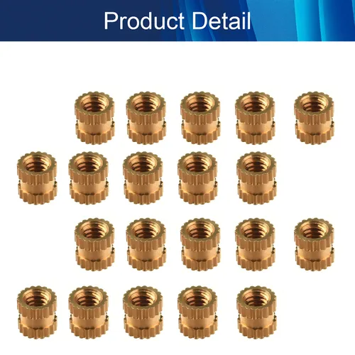 Vista 4 de Tuercas moleteadas de rosca hembra M2x3mm OD Tuercas de inserción roscadas de latón Tuercas de incrustación hidráulicas soldadas juntas Kit surtido