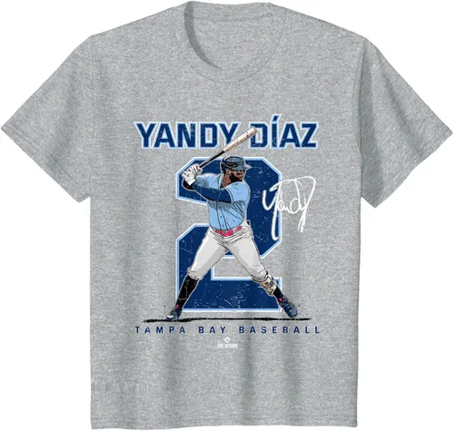 Vista 6 de Camiseta Number and Portrait Yandy Diaz Tampa Bay MLBPA, Negro
