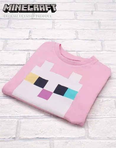 Vista 4 de Minecraft - Camiseta para niñas Camiseta de jugador rosa con lazo frontal de gatito para niños Ropa para niños, regalos de mercancía
