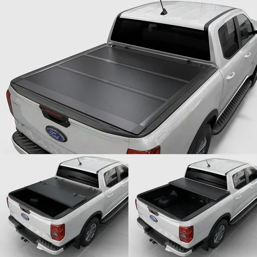 Vista 4 de Toptiny Cubierta Tonneau plegable rígida de perfil bajo para Ford Ranger 2024-2025 caja de 5 pies (61 pulgadas)