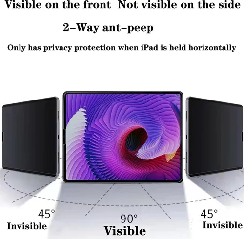 Vista 2 de Protector de pantalla de privacidad para Samsung Galaxy Tab A7 Lite SM-T220 8.7 pulgadas anti espía mate TPU película negra