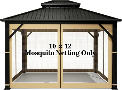 Vista 13 de Mosquitera Universal de Repuesto para Gazebo – Hugline Pantalla de Malla para Exteriores de 10' x 10', Cortina de Pared Lateral de 4 Paneles