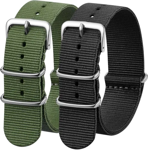 Vista 19 de Correa de Reloj de Nylon de Repuesto de Liberación Rápida con Hebilla Pesada Correas de Reloj para Hombres y Mujeres Negro Gris / Negro