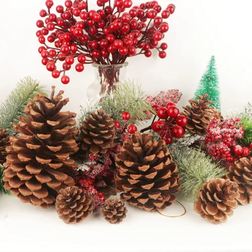 Vista 6 de 25 conos de pino natural de Navidad de 0.8 a 3.6 pulgadas, adornos colgantes para el hogar, vacaciones, manualidades, etiqueta de regalo, árbol