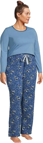 Vista 3 de Lands' End Women's Knit Pajama Set Long Sleeve T-Shirt and Pants
