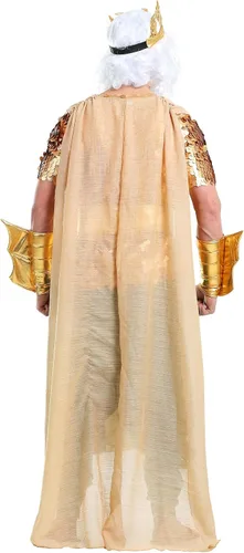 Vista 4 de Adult Golden Poseidon Costume Mens, Greek Mythology Olympian God King of the Sea Halloween Costume