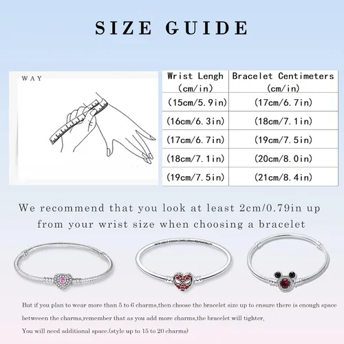 Vista 3 de HappyStar Pulsera de cadena de serpiente de plata de ley 925 totalmente compatible con dijes Pandora, con cierre de cabeza de Mickey Mouse, regalos