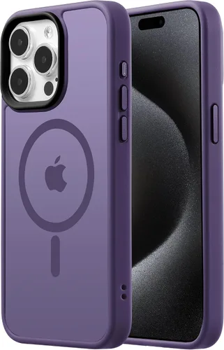 Vista 9 de Tigowos Funda magnética para iPhone 15, resistente a las caídas, sensación de piel mate, a prueba de golpes, ajuste delgado para iPhone 15, negro