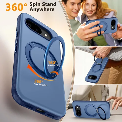 Vista 2 de Oterkin Funda para Google Pixel 10a con soporte magnético de giro de 360° [compatible con MagSafe] [antideslizante] [15 pies] a prueba de golpes
