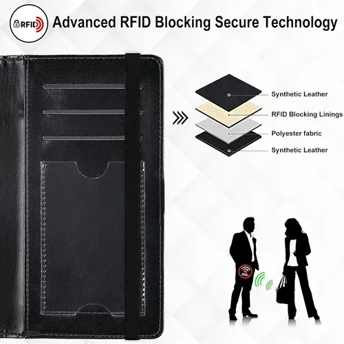 Vista 3 de Cartera de cuero con función de bloqueo RFID para hombres y mujeres, Calavera de alfeñique, Casual