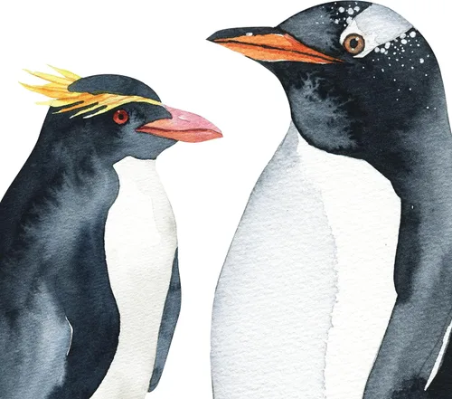 Vista 4 de Calcomanías de pingüino de tamaño real, juego de 6 calcomanías de pared realistas de pingüinos