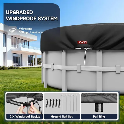 Vista 3 de LXKCKJ Cubierta de Piscina Redonda de 6 Pies, Cubiertas Solares para Piscinas Sobre el Suelo, Cubiertas de Piscina de Tanque de Almacenamiento Negro