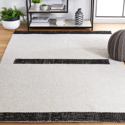 Vista 10 de SAFAVIEH Natura Collection - Alfombra de pasillo, 2 pies 3 pulgadas x 8 pies, negro y marfil, tejido plano hecho a mano de lana moderna a rayas