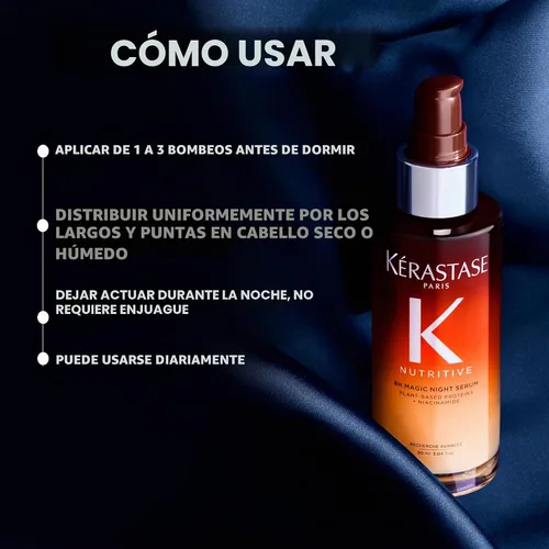 Vista 2 de Kerastase Nutritive 8H Magic Night Serum - Tratamiento nocturno para cabello seco, mejora el brillo, con proteínas a base de plantas