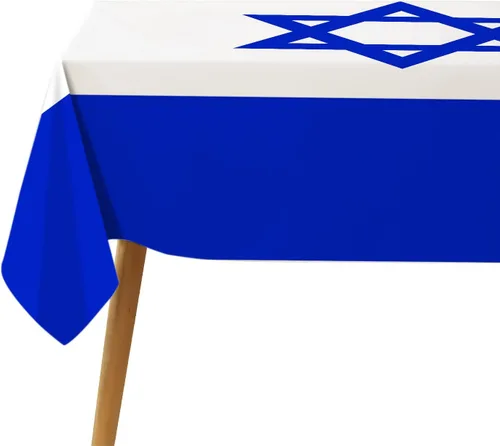 Vista 5 de Hafangry Mantel de bandera de Israel, decoración del Día de la Independencia de Israel, festival judío, cocina, comedor, decoración del hogar, 60 x