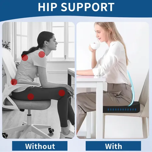 Vista 6 de Cojín de asiento de espuma viscoelástica y almohada de apoyo lumbar para silla de oficina, automóvil, silla de ruedas, almohadilla ortopédica