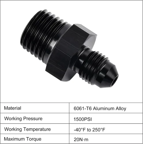 Vista 3 de EVIL ENERGY 3AN macho Flare a 1/4 "NPT adaptador de montaje de tubería de aluminio recto negro 4PCS