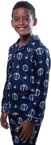 Vista 3 de Ultra Game Youth NBA Official 2-Piece Super Soft Button Down Pajamas Set