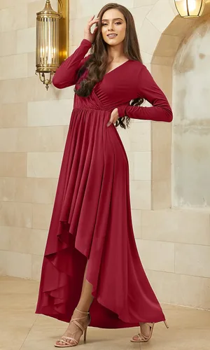 Vista 2 de KOH KOH Vestido de cóctel formal de otoño e invierno con abertura para mujer