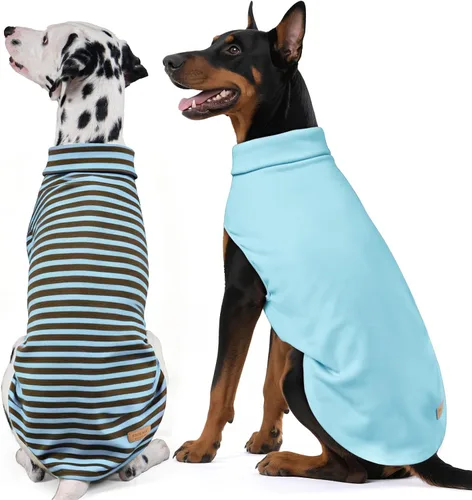 Vista 22 de KYEESE Paquete de 2 suéteres para perro, abrigo para mascotas, cuello alto, ropa elástica para perros, suéteres súper suaves para perros pequeños 1#