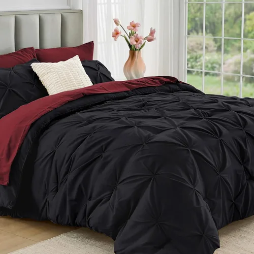 Vista 65 de JOLLYVOGUE Juego de edredón tamaño individual de 5 piezas – Juego de ropa de cama tamaño individual en una bolsa para todas las estaciones