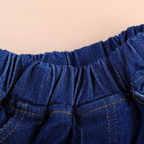 Vista 5 de MYGBCPJS Conjunto de 3 piezas de camisa a cuadros + camiseta + jeans con tirantes