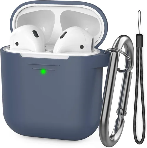Vista 23 de AhaStyle Funda Protectora de Silicona Mejorada [LED Frontal Visible] Compatible con Apple AirPods 2 y 1 (Negro)
