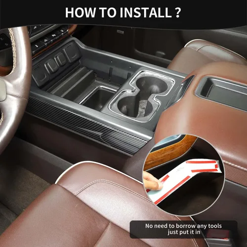 Vista 6 de Cubierta para panel lateral de palanca de cambios de consola central Silverado para Chevy Silverado GMC Sierra 2014-2018 Accesorios interiores