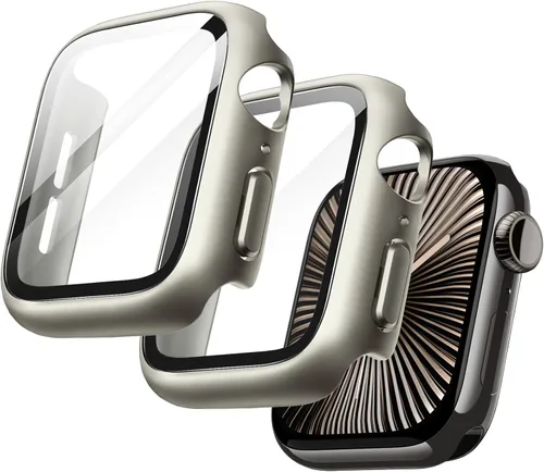 Vista 10 de JETech Funda para Apple Watch SE 3/2/1, Series 6/5/4 de 1.575 in, color negro con protector de pantalla, vidrio templado incorporado, alta