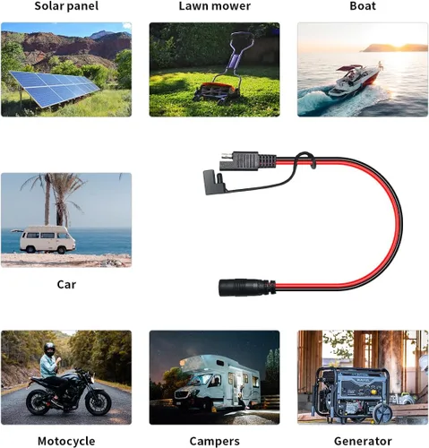 Vista 6 de ELFCULB Adaptador de conector hembra a SAE, cable de extensión SAE de 14AWG de 2 pies con adaptador hembra de 2.165 in x 0.984 in de CC y adaptador