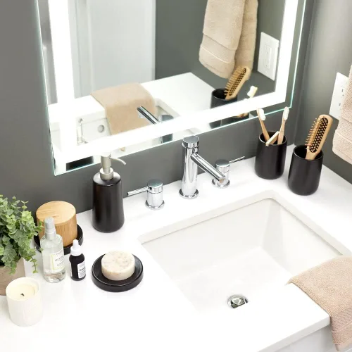 Vista 2 de iDesign Ceramic Earth Collection Bar Soap Dish, Matte Black (Pack of 12)