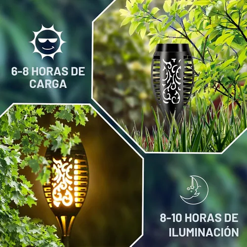 Vista 5 de Paquete de 6 luces solares con llama parpadeante para decoraciones