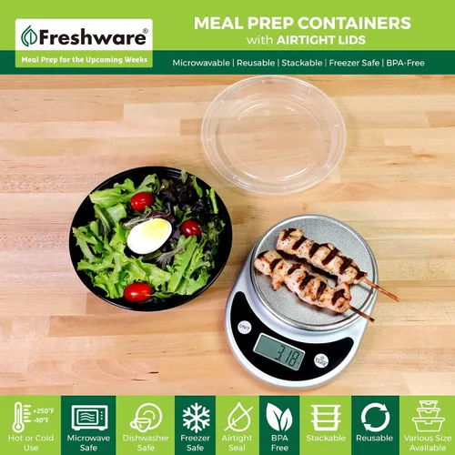 Vista 3 de Freshware Recipientes de preparación de comidas con tapas [paquete de 30] recipientes de almacenamiento de alimentos, caja Bento, sin BPA