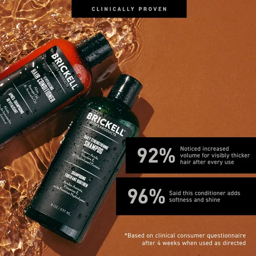 Vista 4 de Brickell - Rutina revitalizante diaria para el cuidado del cabello, set de champú y acondicionador para hombres, champú de aceite de menta y árbol