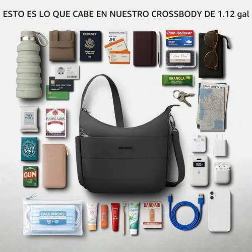 Vista 7 de Travelon Bandolera mediana antirrobo Roam Negro
