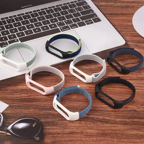 Vista 8 de Wanme Bandas de nailon para Amazfit Band 5 correas de repuesto para mujeres y hombres, paquete de 2 correas deportivas de nailon suave compatibles