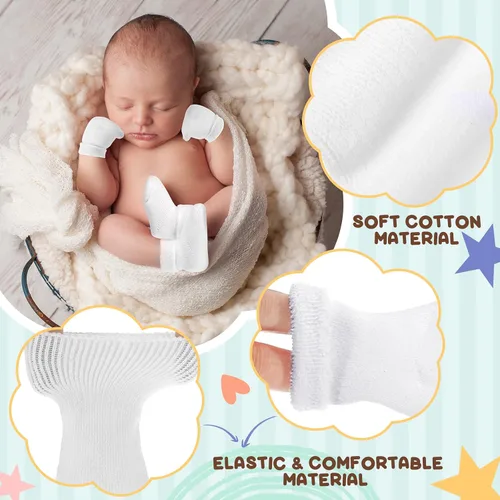 Vista 7 de Jeyiour 30 pares de guantes y calcetines prematuros para bebés prematuros, guantes y mitones para bebés prematuros, calcetines y manoplas para bebés