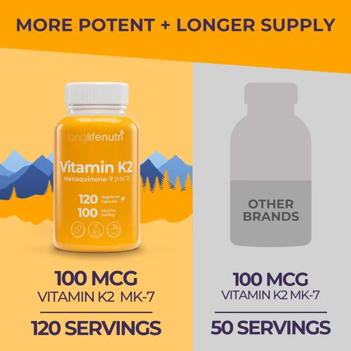Vista 3 de Vitaminas K2 MK-7, 120, Anaranjado, 1