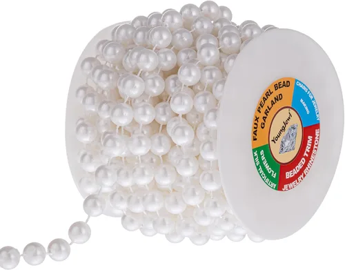 Vista 19 de Guirnalda de cuentas de perlas sintéticas para manualidades de 4mm rollo de hebra de perlas para decorar centros de mesa florales favor de fiesta