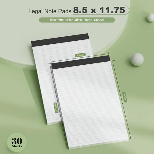 Vista 2 de Anotadores de tamaño legal de 8.5 x 11 pulgadas, paquete de 2 blocs de notas blancos de 8.5' x 11' para el trabajo, anotadores con papel
