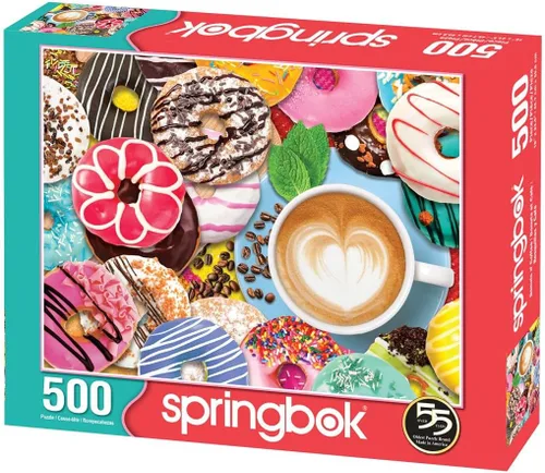 Vista 2 de Springbok 's - Rompecabezas de 500 piezas Donuts N' Coffee - Hecho en Estados Unidos